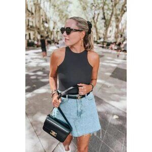 SKIMS Fits Everybody High Neck Bodysuit in Onyx Black Size XX-Small